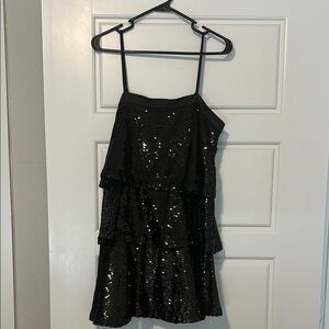 Black Sequin Tiered Dress